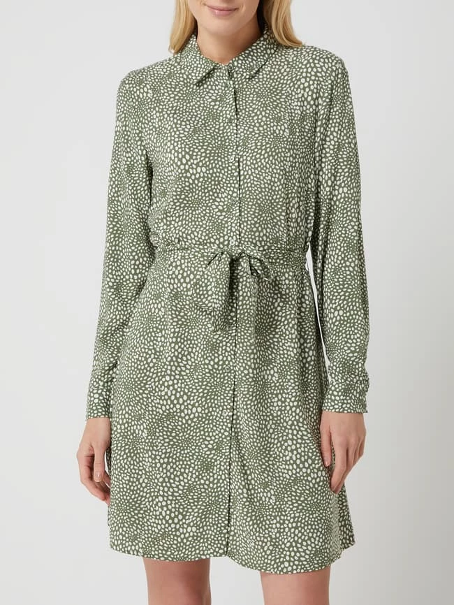 Vila Blusenkleid Aus Viskose Modell 'Paya' - Khaki Meliert – Bild 4