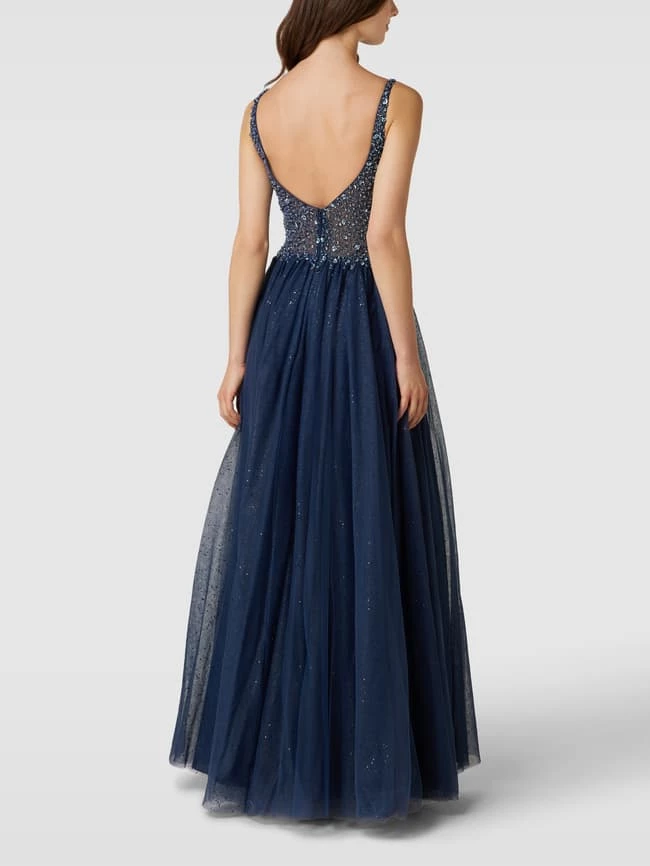 Mascara Abendkleid Mit Herz-Ausschnitt - Marineblau – Bild 5