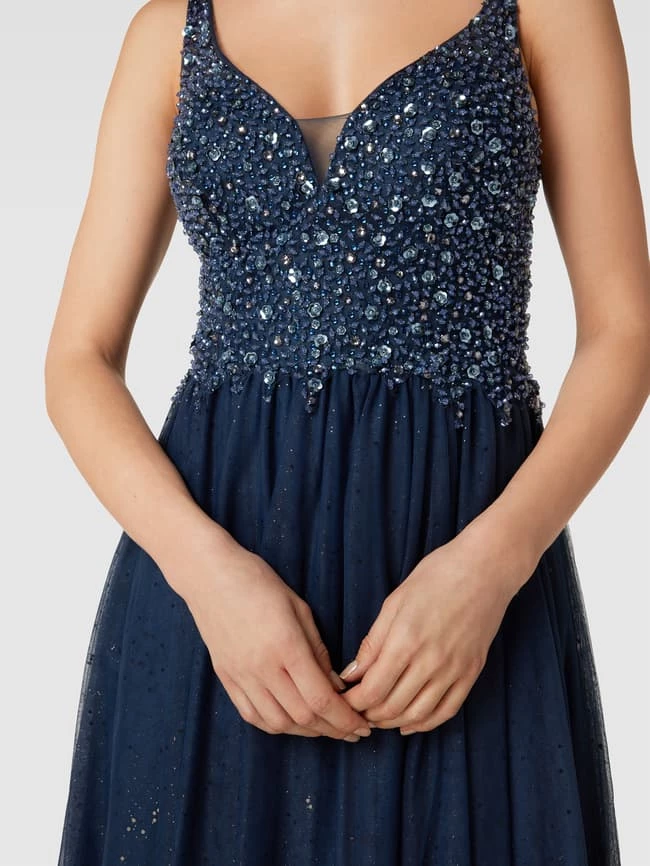Mascara Abendkleid Mit Herz-Ausschnitt - Marineblau – Bild 3