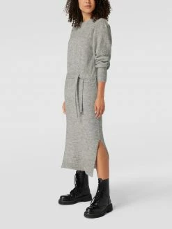 ICHI Midikleid In Strick-Optik Modell 'Jordan' - Hellgrau Meliert