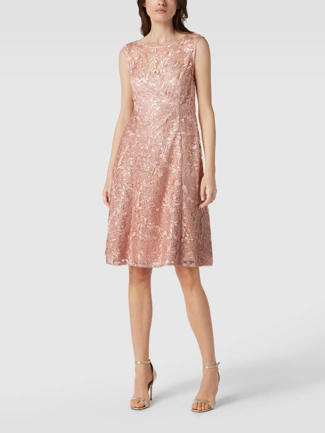 Adrianna Papell Cocktailkleid Mit Floralen Stickereien - Apricot