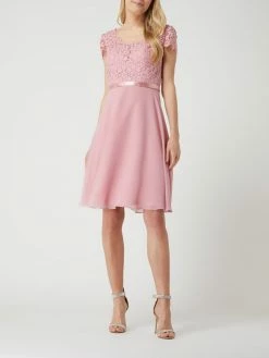 Luxuar Cocktailkleid Mit Ziersteinen Und Floralen Stickereien - Rosé