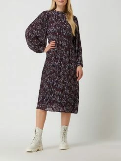 S.Oliver RED LABEL Midikleid Mit Ballonärmeln - Marineblau