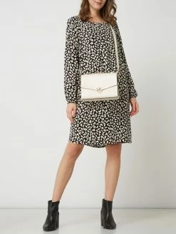 Comma Kleid Aus Viskose Mit Allover-Muster - Schwarz