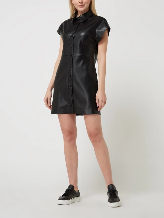 Mango Kleid In Leder-Optik - Schwarz