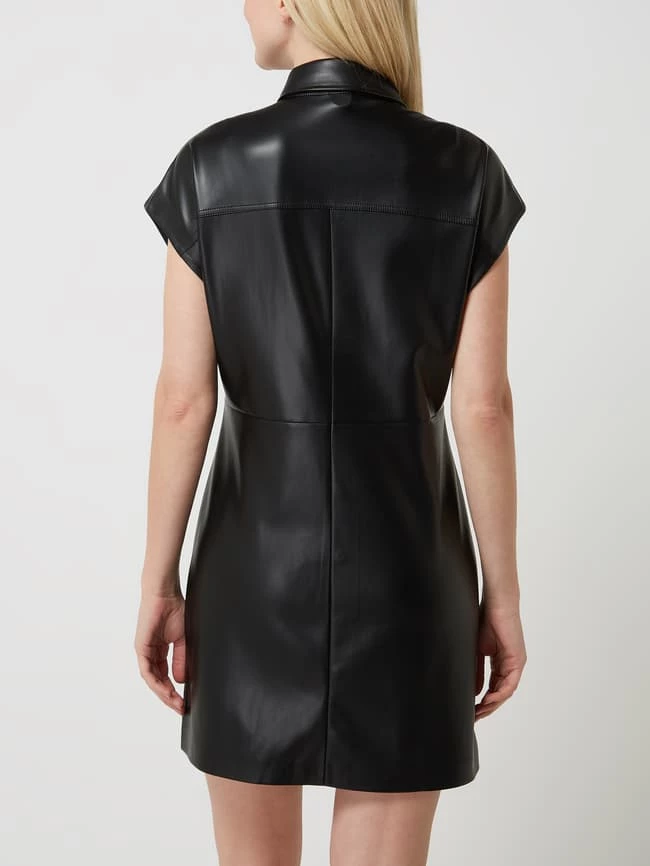 Mango Kleid In Leder-Optik - Schwarz – Bild 5