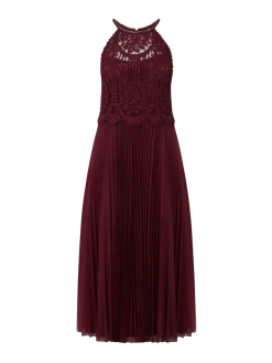 V.M. Cocktailkleid Aus Spitze Und Chiffon - Kirschrot