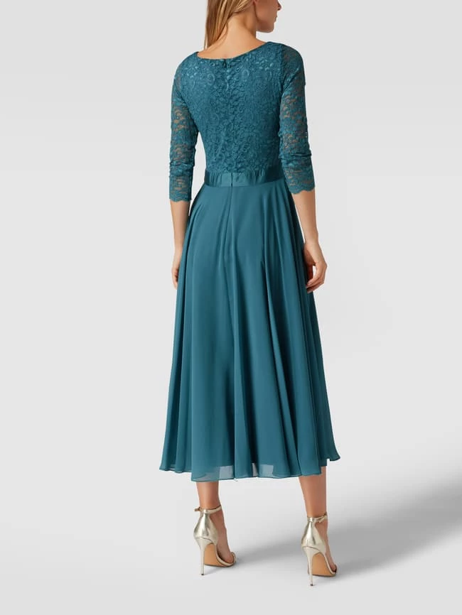 Swing Cocktailkleid Mit Floralen Stickereien - Petrol – Bild 5