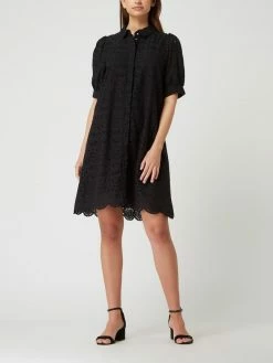 ICHI Blusenkleid Mit Lochstickereien Modell 'Fausta' - Schwarz