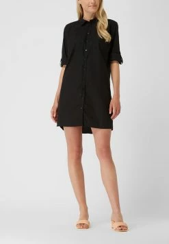 Milano Italy Hemdblusenkleid Mit Regulierbarer Ärmellänge - Schwarz