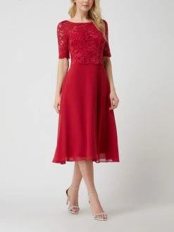 Christian Berg Cocktail Cocktailkleid Aus Spitze Und Chiffon - Kirschrot Meliert