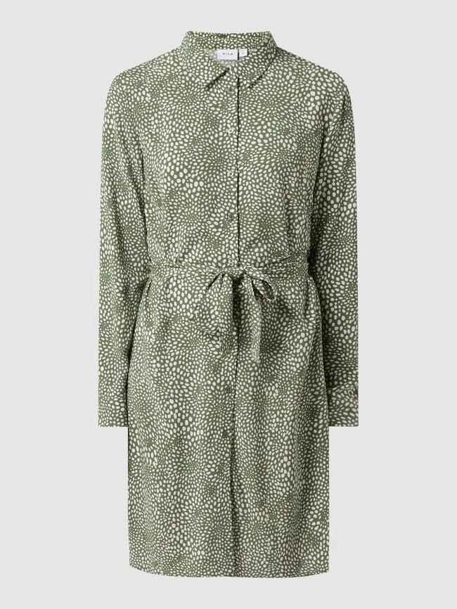 Vila Blusenkleid Aus Viskose Modell 'Paya' - Khaki Meliert – Bild 2