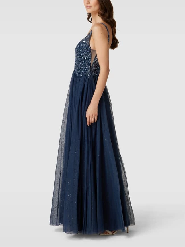 Mascara Abendkleid Mit Herz-Ausschnitt - Marineblau – Bild 4