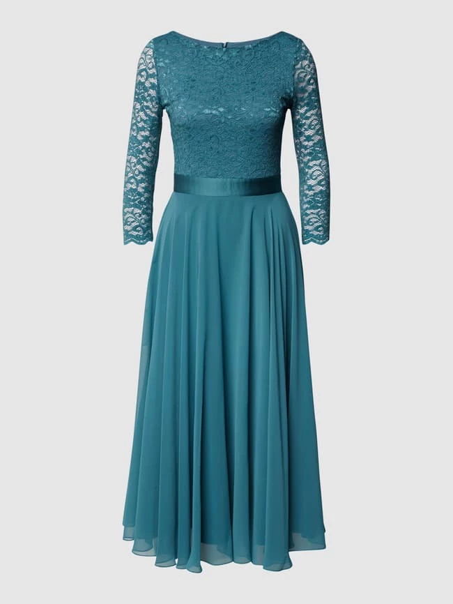 Swing Cocktailkleid Mit Floralen Stickereien - Petrol – Bild 2