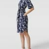 Christian Berg Woman Knielanges Hemdblusenkleid Mit Allover-Muster - Dunkelblau
