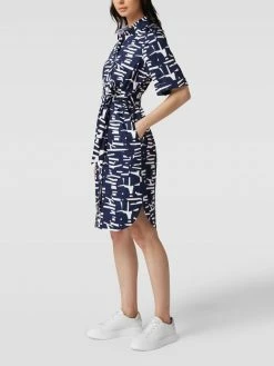 Christian Berg Woman Knielanges Hemdblusenkleid Mit Allover-Muster - Dunkelblau