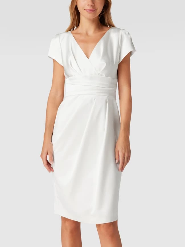 Swing Kurzärmeliges Cocktailkleid Mit Gelegten Falten - Offwhite – Bild 4
