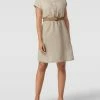 Tom Tailor Knielanges Leinenkleid Mit Brusttaschen - Sand