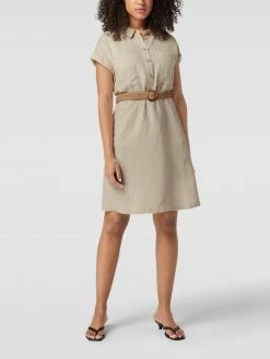 Tom Tailor Knielanges Leinenkleid Mit Brusttaschen - Sand