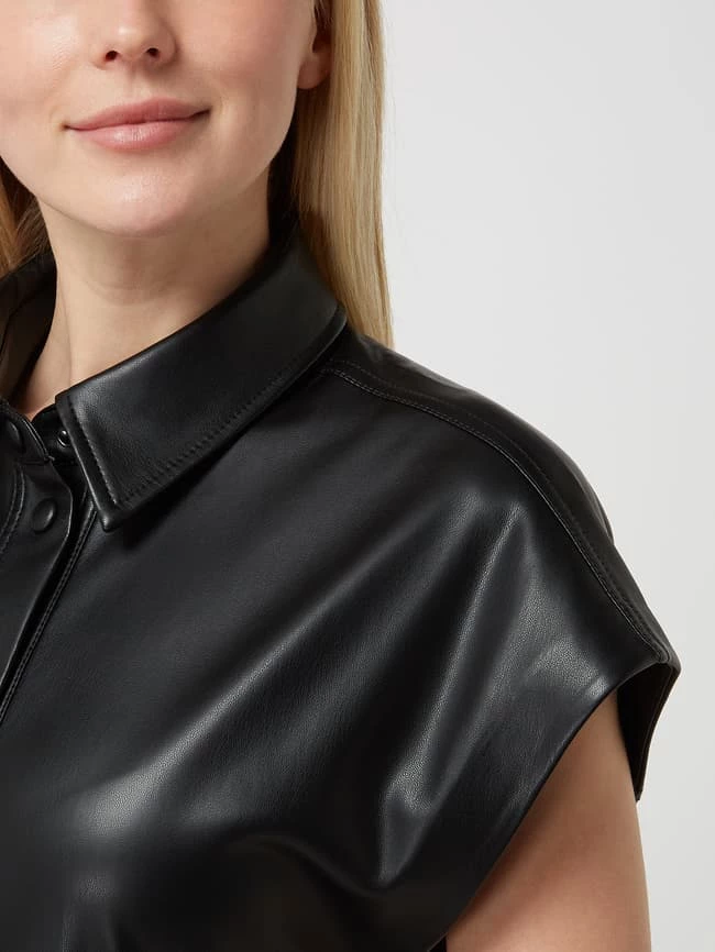 Mango Kleid In Leder-Optik - Schwarz – Bild 3