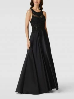 Mascara Midikleid Mit Zierbesatz - Schwarz