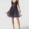 Laona Cocktailkleid In Minilänge Mit Floraler Spitze - Anthrazit