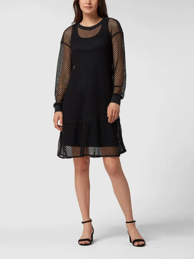 Marc Cain Midikleid In Netz-Optik - Schwarz