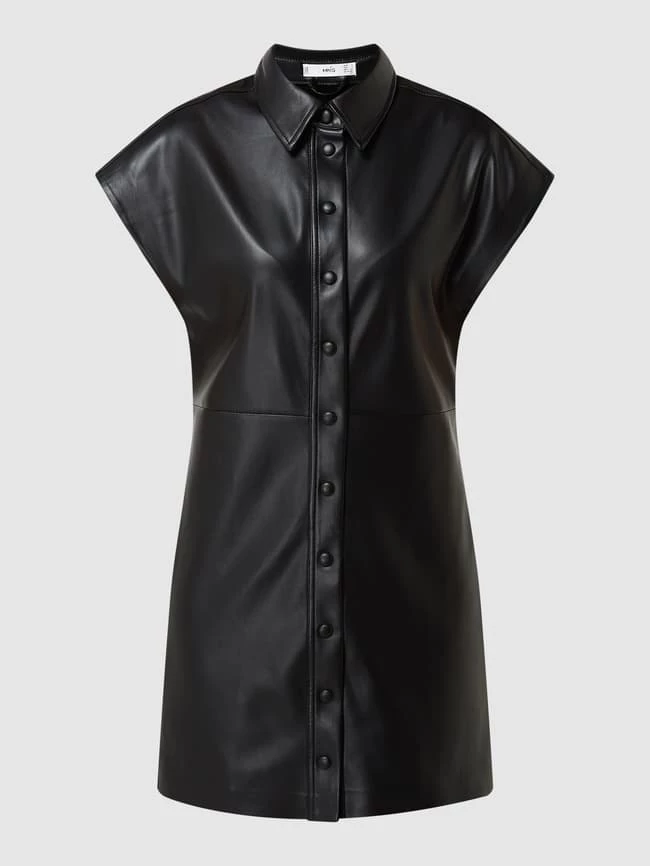 Mango Kleid In Leder-Optik - Schwarz – Bild 2