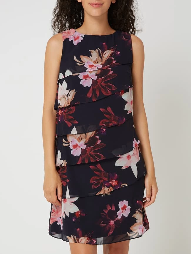 Christian Berg Cocktail Cocktailkleid Aus Chiffon Mit Floralem Muster - Marineblau Meliert – Bild 4