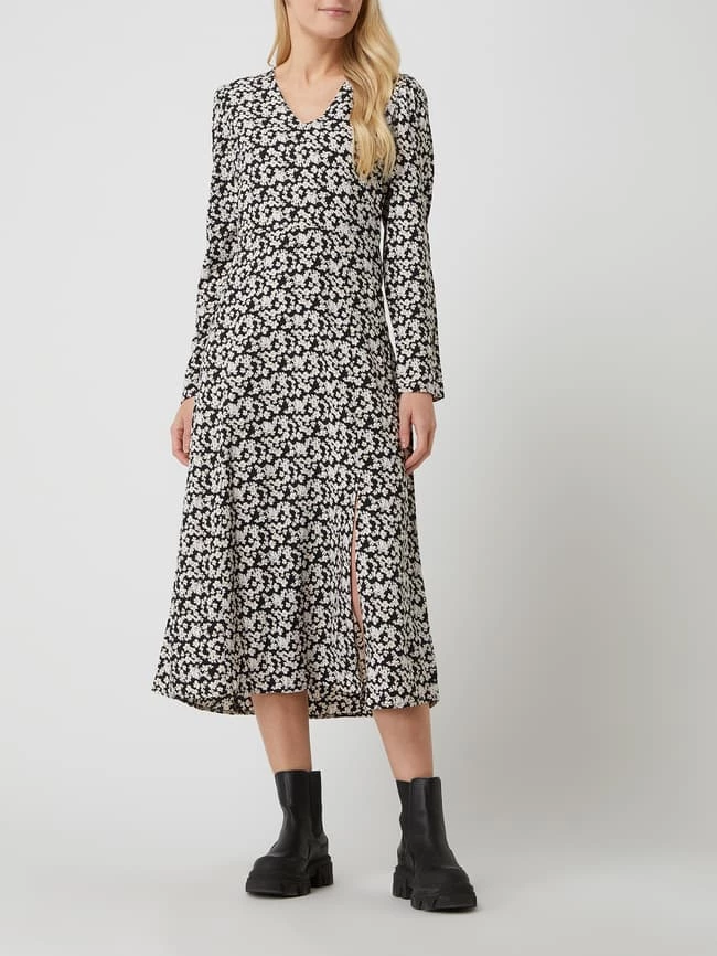 Pieces Midikleid Mit Millefleurs Modell 'Elle' - Schwarz