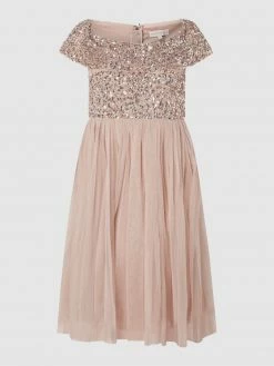 MAYA DELUXE PLUS SIZE Cocktailkleid Mit Pailletten - Rosé