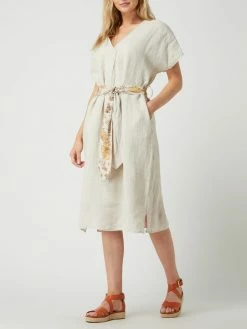 Frogbox Midikleid Aus Leinen Modell 'Rattan' - Beige