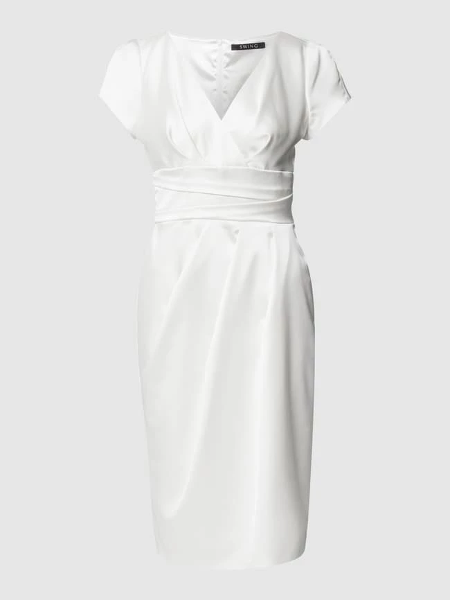 Swing Kurzärmeliges Cocktailkleid Mit Gelegten Falten - Offwhite – Bild 2