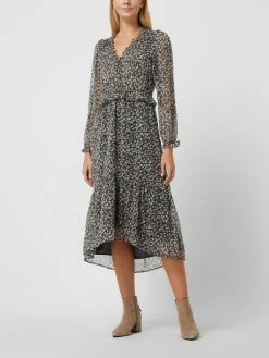 Neo Noir Midikleid Mit Rüschen Modell 'Saia' - Schwarz