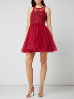 Laona Cocktailkleid Aus Tüll Mit Ornamentalen Zierborten - Kirschrot