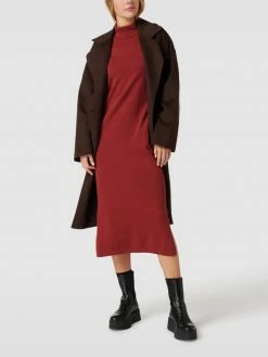 Esprit Midikleid Mit Geripptem Stehkragen - Terrakotta