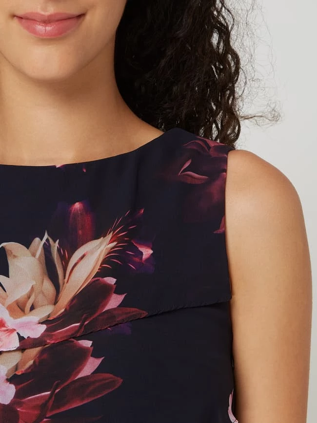 Christian Berg Cocktail Cocktailkleid Aus Chiffon Mit Floralem Muster - Marineblau Meliert – Bild 3