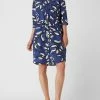 Milano Italy Blusenkleid Mit Blättermuster - Dunkelblau