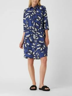 Milano Italy Blusenkleid Mit Blättermuster - Dunkelblau