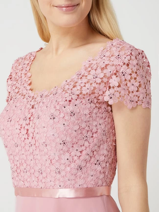 Luxuar Cocktailkleid Mit Ziersteinen Und Floralen Stickereien - Rosé – Bild 3